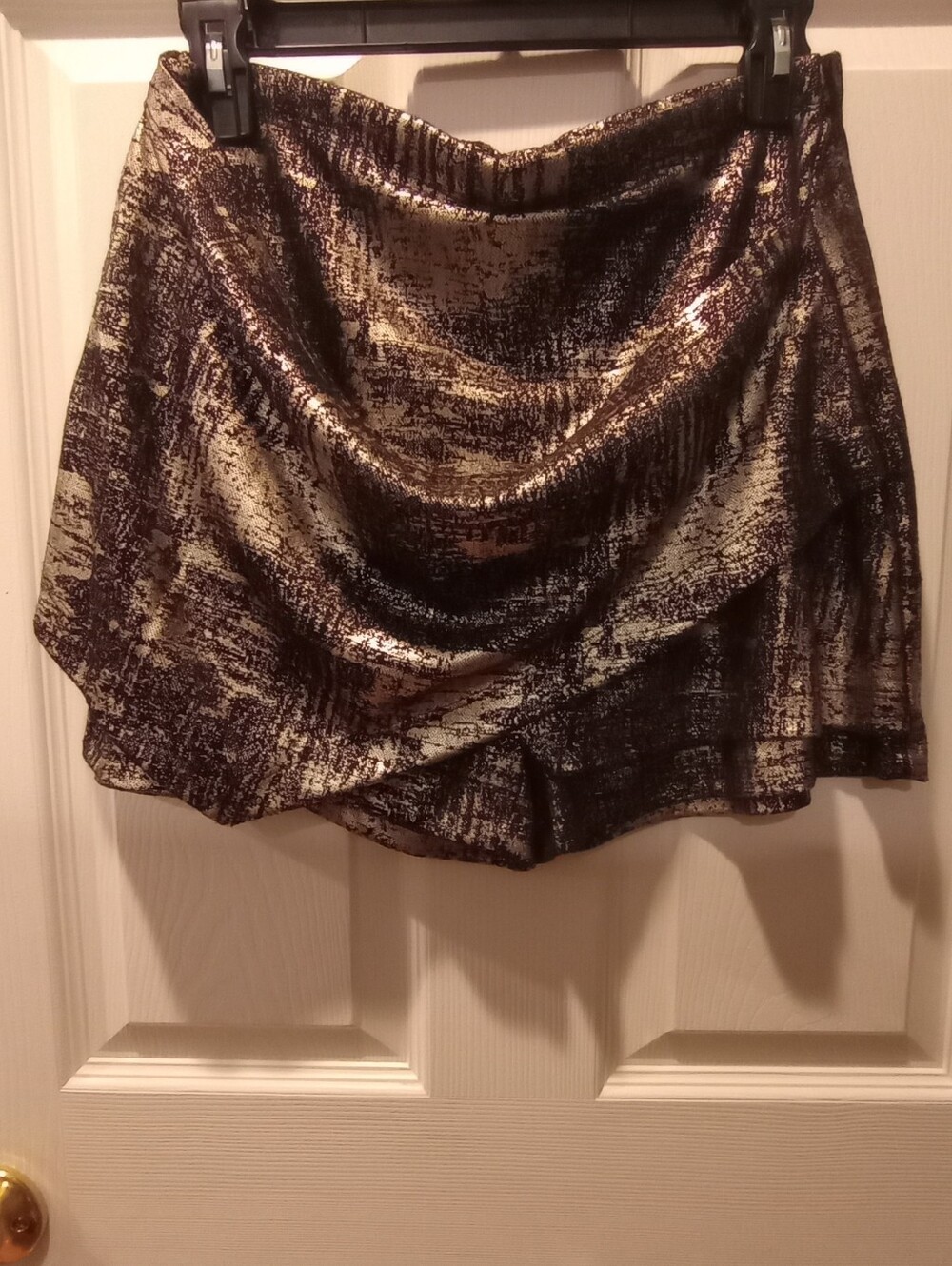 Shimmery Black and Gold Draped Mini Skort